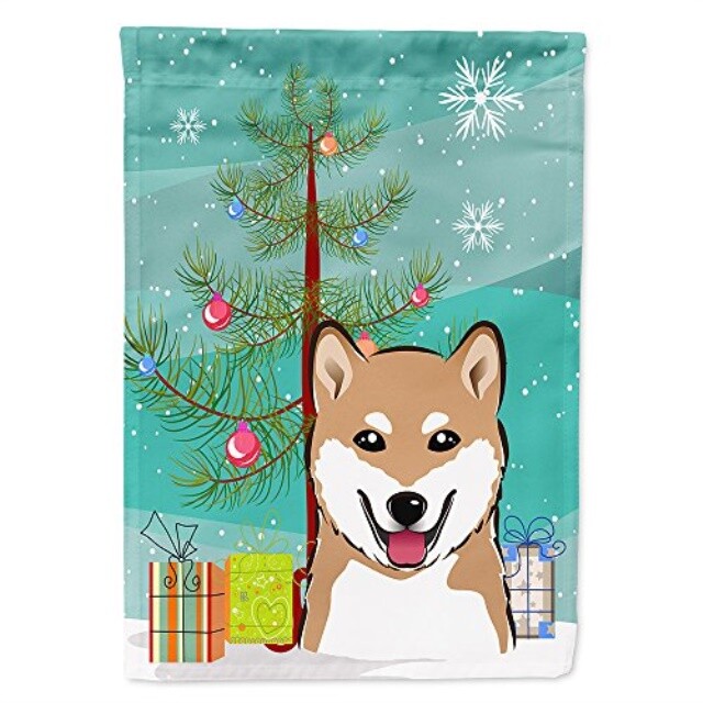 Carolines Treasures Bb1597gf Christmas Tree And Shiba Inu Garden Flag Small
