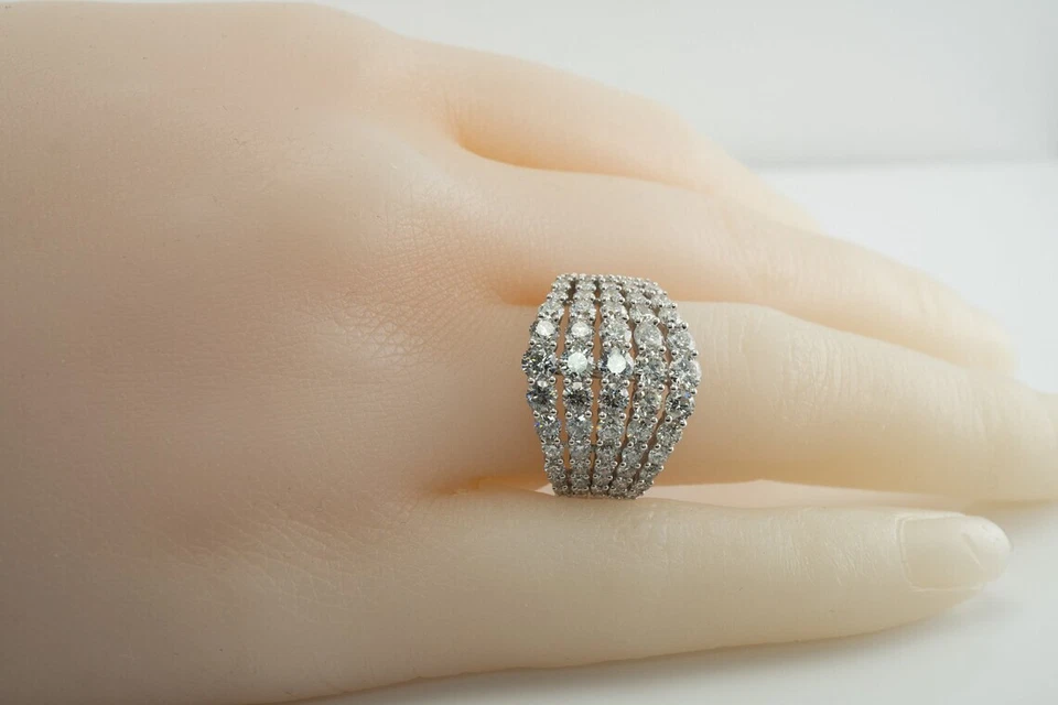 Mid-Century Genuine French Cut 3.03CT Diamonds 935 Silver Cluster Classic Ring - Image 2 of 4