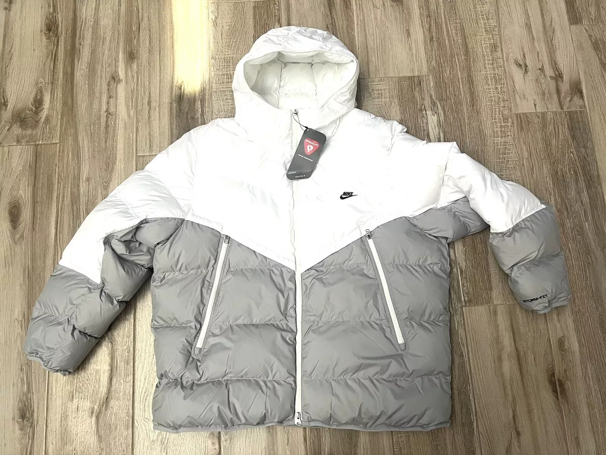 NIKE SPORTSWEAR STORM FIT WINDRUNNER PUFFER JACKET WHITE GREY DR9605-100 sz  3XL