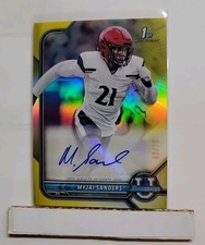 2022 Bowman Chrome Myjai Sanders 1st #BCPA-MS Yellow Refractor Auto #'d 63/75 B1