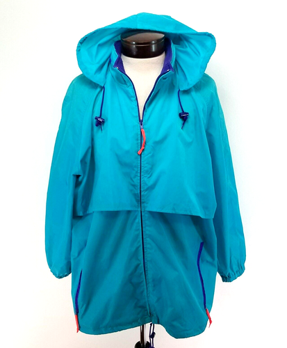 Vtg 90s WOOLRICH Rain Jacket/Windbreaker Stowable Hood COLORFUL Men's XL EUC * - Picture 6 of 12