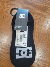 DC No Show 68% Cotton Socks 6 Pair Men 6-12 Black  Large Logo Skate Ride NEW