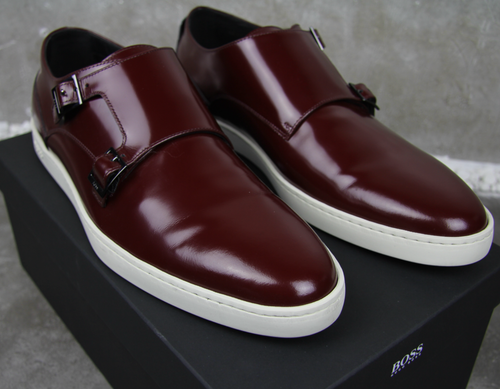 HUGO BOSS BUSINESS SNEAKER DEVIN MONK Gr 44 DERBY SHOES 10 11 LEDER SCHUHE LACK - Picture 2 of 3