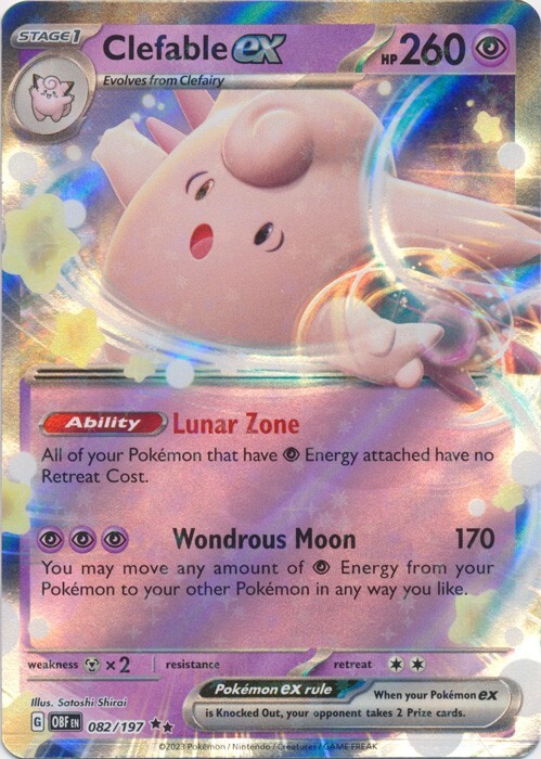 Clefable ex 082/197 Double Rare Obsidian Flames Pokemon TCG