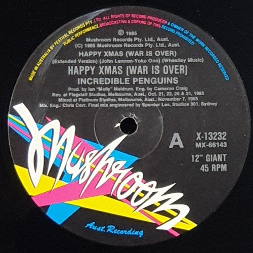Vtg HAPPY XMAS War is Over John Lennon Yoko Penguin 1985 Festival Aus 45 RPM 12" - Foto 5 di 7