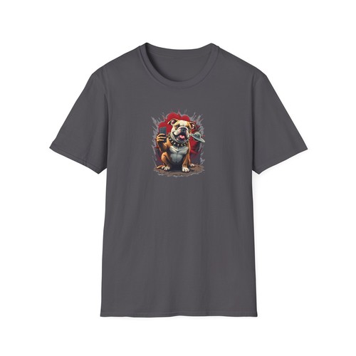 Bulldog Taking Selfy with Flying Saucer, Alien, Funny, Dogs, Softstyle T-Shirt - Picture 10 of 17