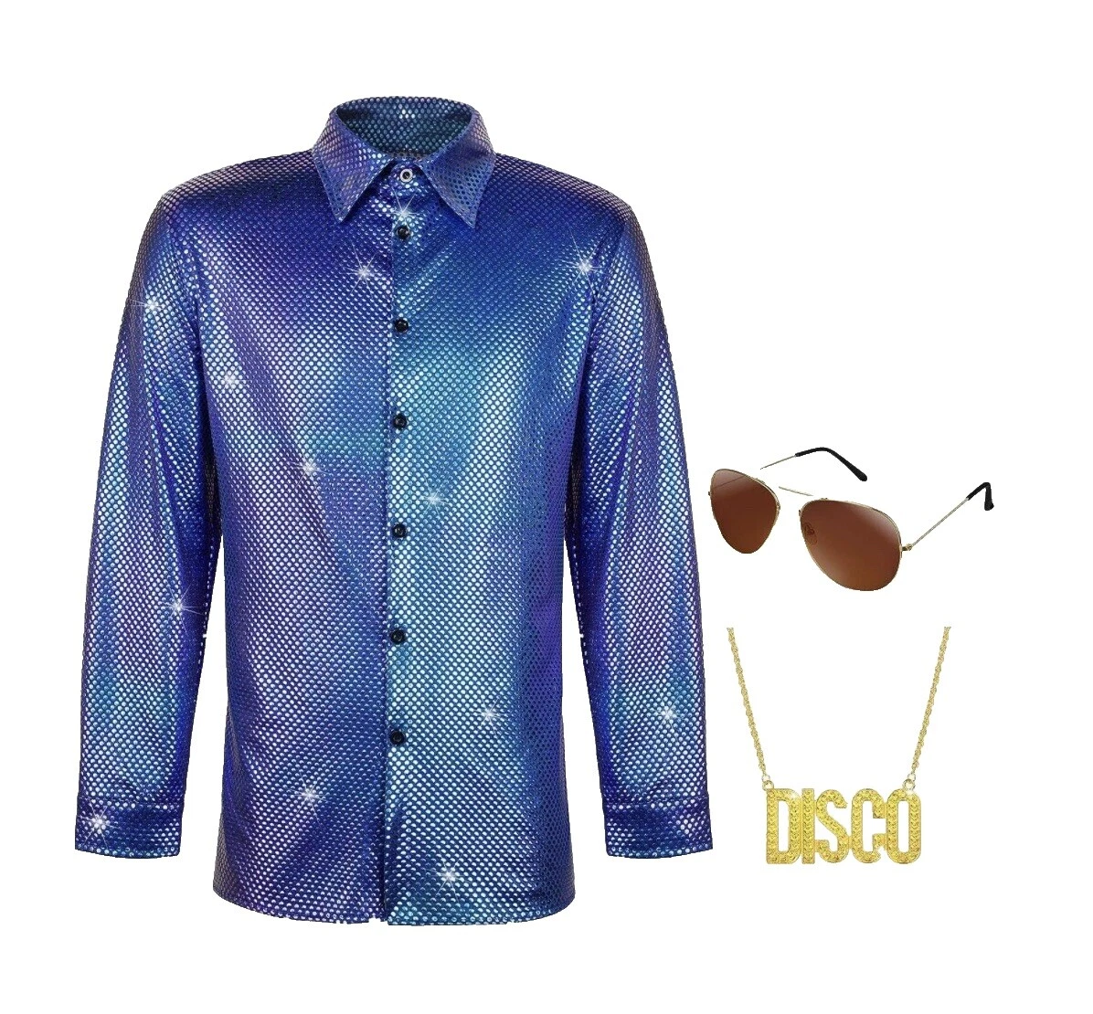 Camisas y camisetas de discoteca lentejuelas disfraces para hombres