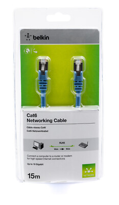 Belkin CAT 6 Netzwerkkabel Patchkabel 15m LAN RJ45 Ethernet Netzwerk Kabel 145