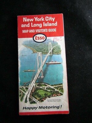 Vintage 1960s Esso Gasoline New York City & Long Island Road Map- Advertising