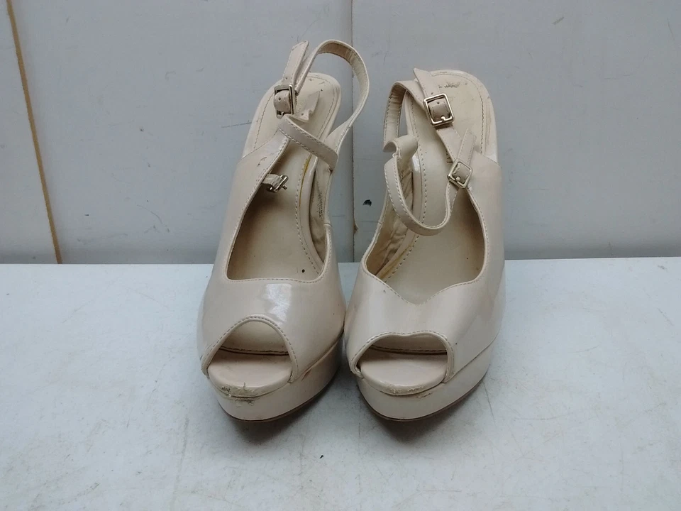 Enzo Anglioni Tan Faux Leather Slingback Buckle heel Sandal Women's Shoe 7.5M 38 - Image 3 of 4