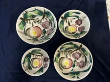4 pc Set Nesting Serving Bowls Vintage Ironstone China Hand Painted Fruit