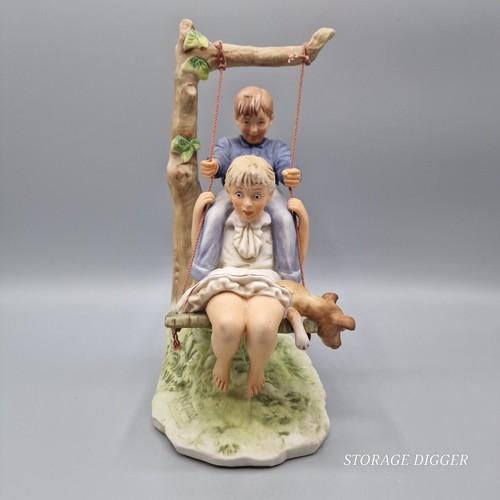 VTG Gorham First Edition Norman Rockwell Summer Flying High Figurine Boy & Girl - Picture 2 of 11