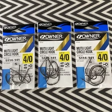 (3 Packs) Owner Mutu Light Circle Fishing Hooks 5114-141 Size 4/0 FAST SHIPPING!