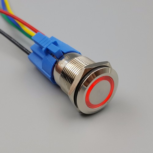 Interruptor pulsador LED SPDT LED redondo 19 mm impermeable 5 pines 12 V con conector - Imagen 2 de 13
