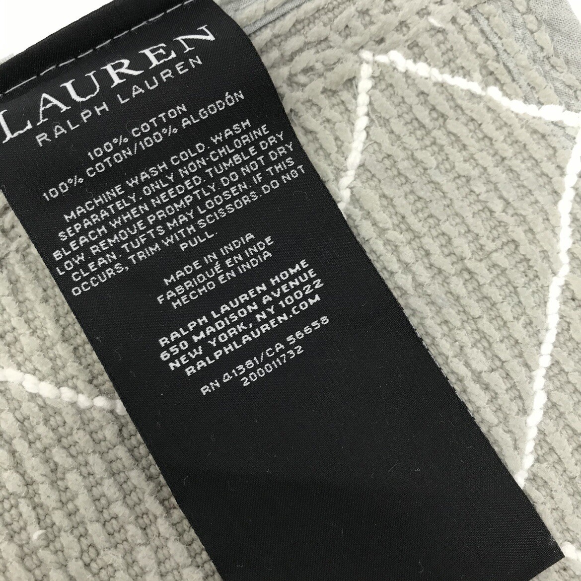 RALPH LAUREN Bath Rug Anti Slip Geometric 27x44 inches LARGE