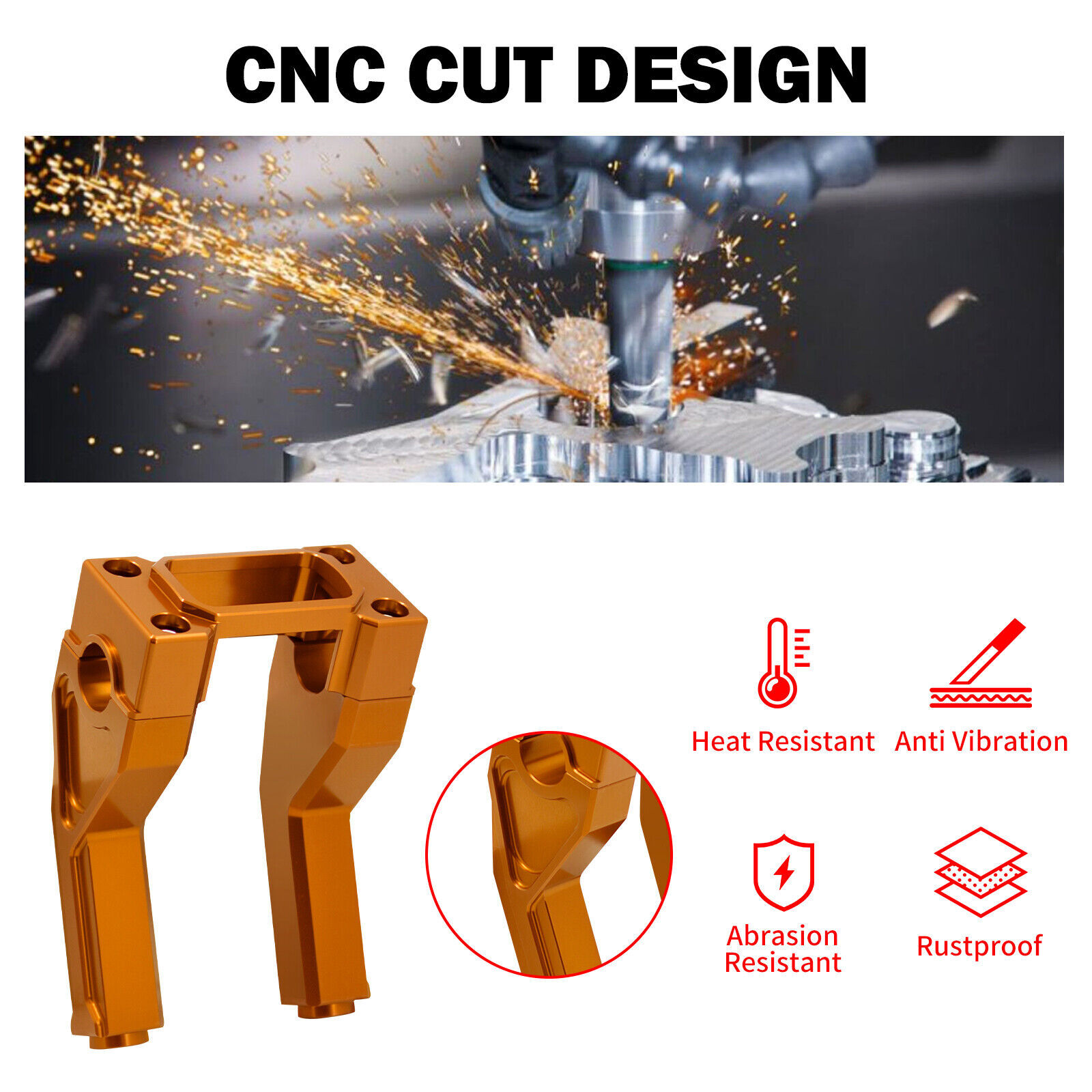 Gold Riser Clamp Kit Handlebar For Harley Softail Street Bob Low Rider ...