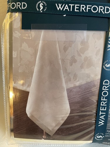 Waterford Damask Tablecloth Maplewood Leaves Bone 70" x 84” Oblong Seats 6-8 New - Picture 2 of 9