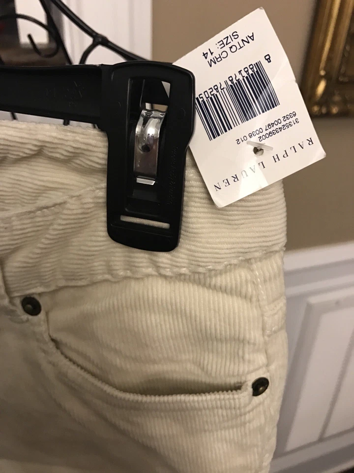 NUEVO Pantalones de Pana Ralph Lauren Niñas Talla 14 Antiguo Crema - Cremallera al Tobillo Foto 3 de 4