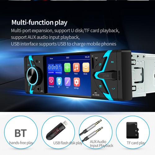 Radio de coche estéreo único 1DIN audio Bluetooth receptor FM MP5 USB TF AUXILIAR - Imagen 15 de 24