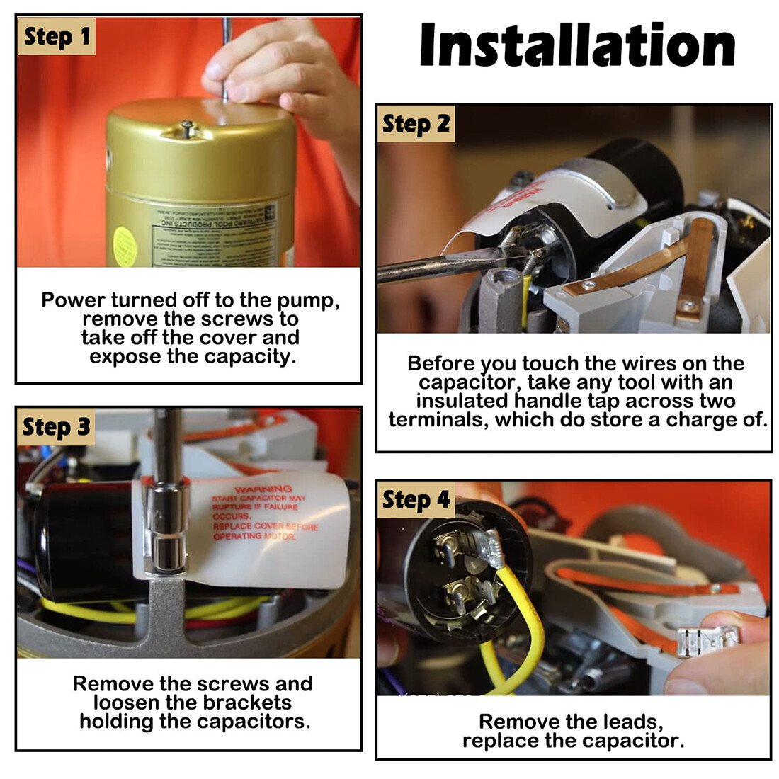 For Hayward Pool Super Pump Motor Start Capacitor 161-193UF/MFD 110 VAC 50/60Hz