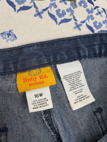16W Ruby Rd Denim Blue Jean Cropped Ankle Casual Pants Elastic Pockets jeans - Picture 4 of 9