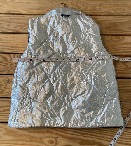 Crew cuts Kids Girls Reversible Puffer vest size 8 Blue silver AP - Picture 6 of 11