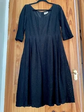 Toast Black Lace Occasion Dress Party Christmas New Year Lined Half Sleeve Uk 10