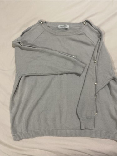 Ebby And I Grey Jumper With Pearls Size 