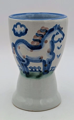M.A. Hadley Pottery • Country Farm Spotted Horse  Egg Cup