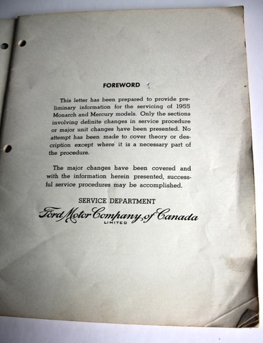 Ford Mercury Advance Information Service Letter 1955 Product information Book - Picture 3 of 8
