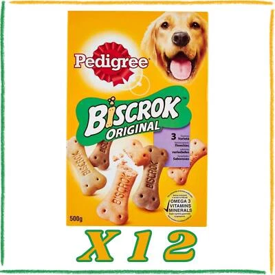 Biscrok Pedigree Snack Biscotti per Cani Pollo Manzo Agnello 12 Confezioni 500g