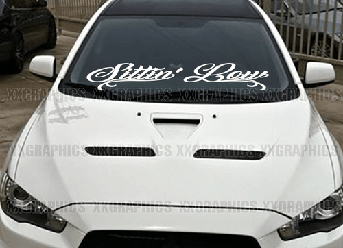 Sittin' Low Windshield Decal Sticker JDM Banner KDM Euro Slammed Lowered USDM - Bild 1 von 2