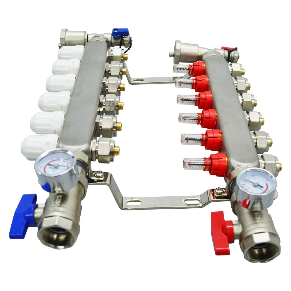 Renovation 6-Branch G1/2"PEX Radiant Floor Heating Manifold Set Water Distributo