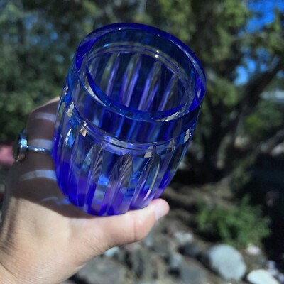 HOYA Crystal With Blue Columns Vase | eBay