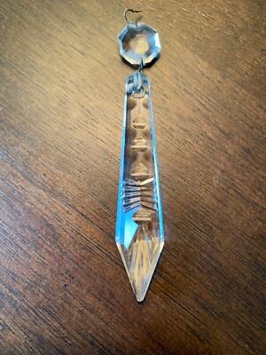 Antique Fancy Cut Clear Spike Crystal Prism ~ Vintage replacement crystal ~