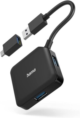 Hama 4-Port USB-A 3.2 HUB + USB-C Adapter Hub Verteiler Splitter 4-fach - NEU