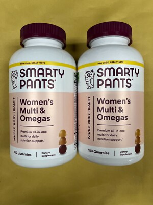 2 New SmartyPants Women's Multi & Omegas - 180 Gummies Each Bottle Exp. 10/2025