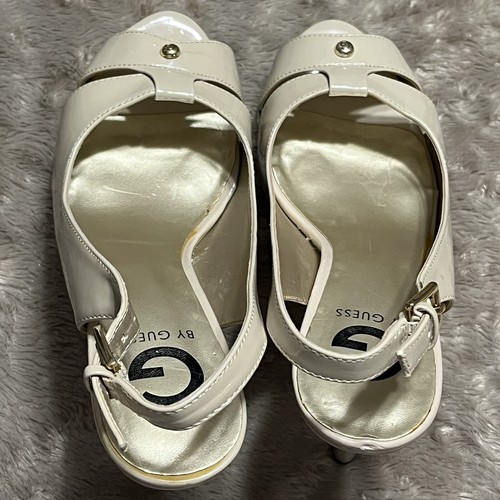 G BY GUESS CATHY Peep Toe Platform Heel Sandals Nude Patent Womens Sz 8M - Picture 8 of 24