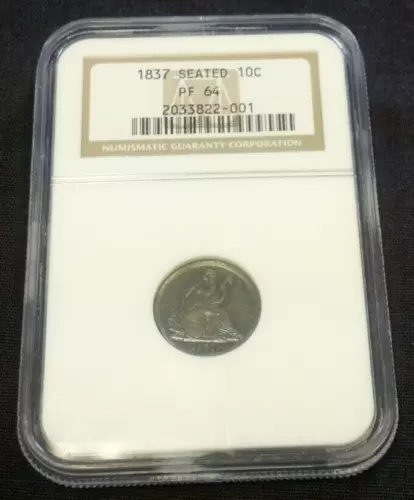 1837 SEATED SILVER DIME NGC PR64 (H12)
