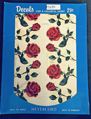 VTG `50-70`s Meyercord  X 557 B  Red Roses  TEN  Decals Sealed Pkg