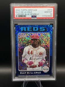 2024 Topps Heritage #473 Elly De La Cruz Chrome Blue Sparkle PSA 10