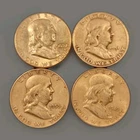Franklin Silver Half Dollars 1949 1951 1953 1963 90% Silver 49.74g Lot Of 4