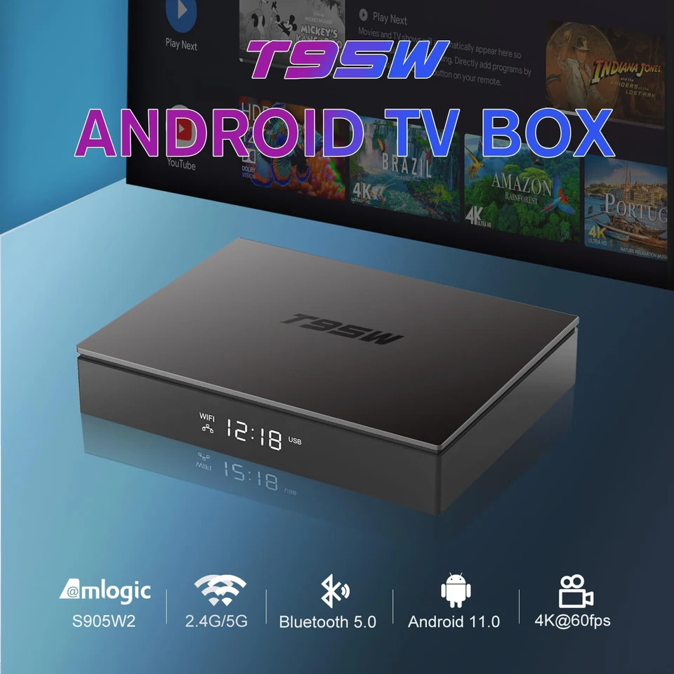 Android TV Box, Android 11.0 TV Box 4GB RAM 32GB ROM S905W2 Quad Core Support 2. - Immagine 2 di 4