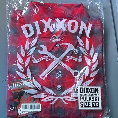 Dixxon Pulaski Men s Plaid Flannel Button-Up Shirt Red Gray 4XL