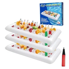 Inflatable Cooler Table 3 Pack Serving Bars Floating Pool Bar Ice Buffet Trays
