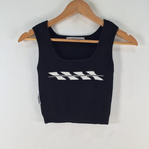 ToFourth womens cami tank top size L aus 10 black crepe knit stretch 123625