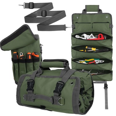 Heavy Duty Tool Roll Bag Organizer with Detachable Pouches, Gift for Men, Fat...