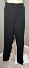 TALBOTS Pants SZ 12 Black Heritage Straight Side Zip Stretch Flat Front 34x28 12