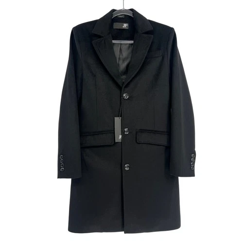 J. Ferrar Wool Blend Overcoat Mens Small Black NWT Tailored Long Jacket Lined - product listing photo