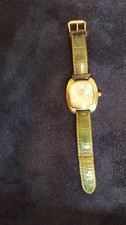 Fossil Tonneau Analog Wristwatch Green Leather Strap Water Resistant 50m